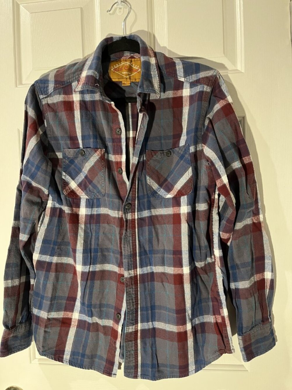 Red camel Size Large (L) Flannel Button-Down Shirt with Chest Pockets